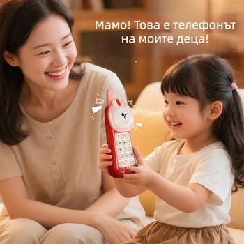 Бебешки обучителен телефон с запис и повторение – симулиран телефон с формата на кирпич за ранно образование, разкази и музика, презареждаем