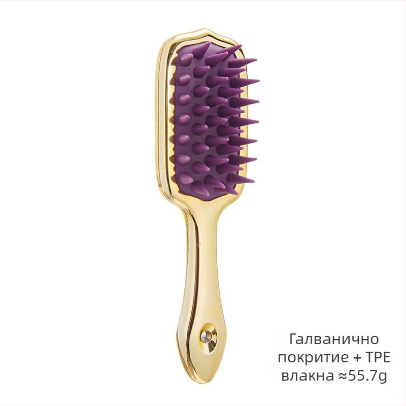 Силиконова масажна четка за шампоан с дълга дръжка, масажиращ гребен за глава и инструмент за грижа за косата, мека и удобна.