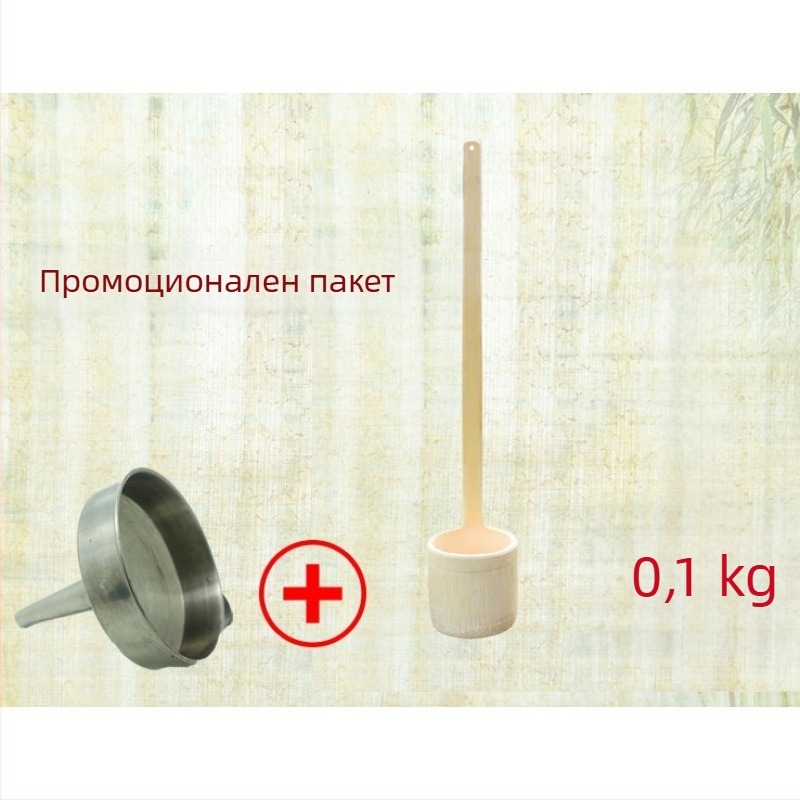 Дървена кухненска фуния с дълга дръжка, лъжичка за вино и лъжичка за масло