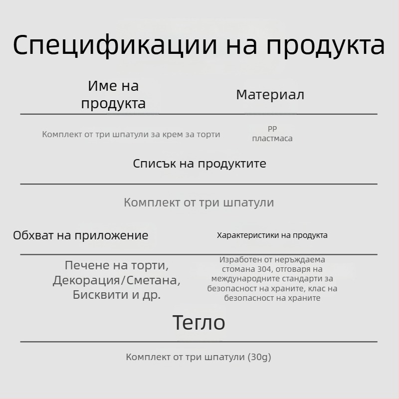 Комплект от три части за глазура на торти – шпатула за крем