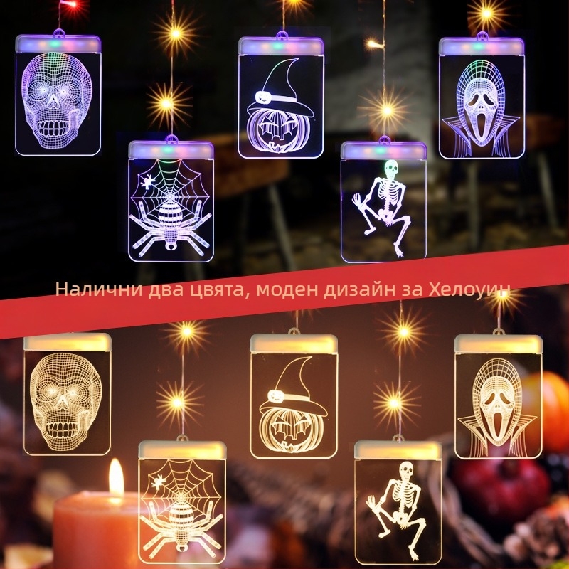 LED светлини за завеса със звезди, USB захранване, 3D висяща светлина за вътрешна коледна украса