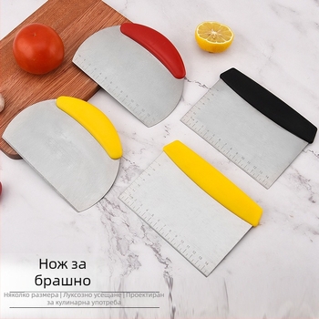 Скрапер от неръждаема стомана със скала за измерване, полукръг нож за тесто и рязане на брашно за печене