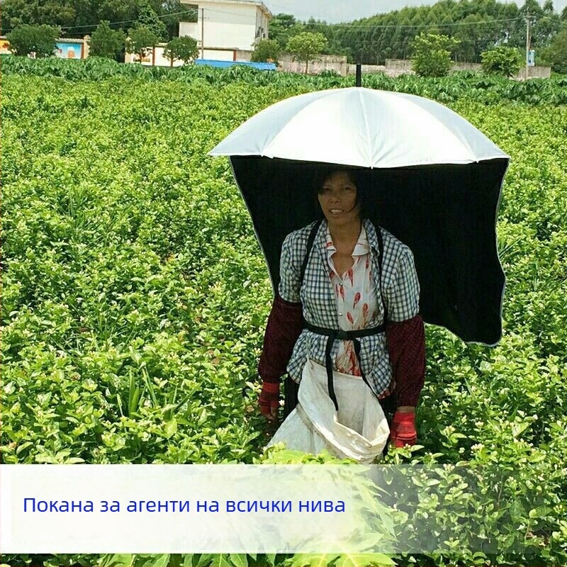 Чадър-шапка за носене на гръб, защита от слънцето, за прибиране на чай, UV защита, подходяща за риболов и земеделие