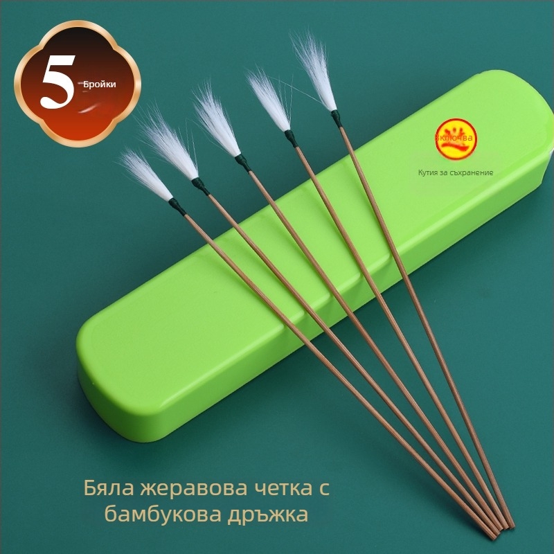 Инструмент за почистване на уши с пера и бамбукова дръжка