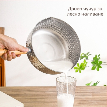 тенджера от неръждаема стомана Юкихира, малка без покритие, с капак, за една порция – за макарони, супа и бебешка храна