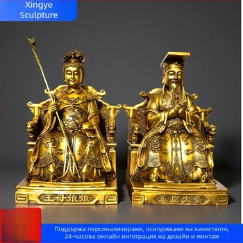 Персонализирани големи боядисани месингови статуи на Jade Emperor и императрица за домашен алтар
