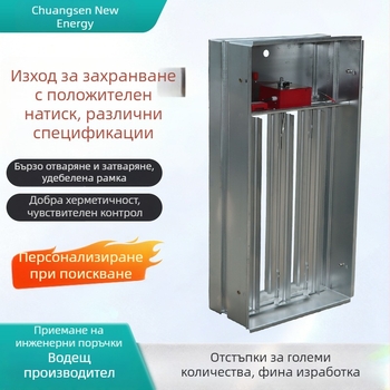Вентил за положително налягане на въздуха с многолистов димоотвод и изпускателен вентил за стълбищна шахта, електрически нормално затворен противопожарен вентил