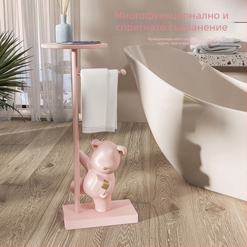 Декоративен държач за тоалетна хартия с форма на мечка-куб, без пробиване, стенен рафт за баня