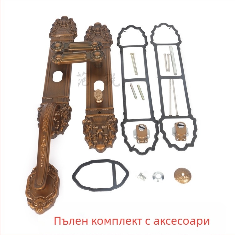 антивзломна дръжка за врата за двойно отваряне, панелна метална дръжка за врати на вилата, монтаж на панел, разстояние между отвори 235 мм, заключващ хардуер