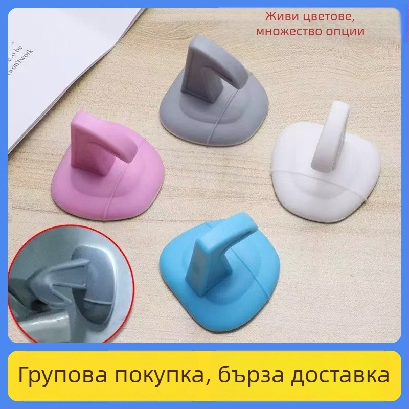 Силиконова закачалка за врата и защита за дръжката, ударопоглъщаща подложка, стопер без пробиване, безшумен за баня