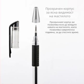 Балпойнт писалка с европейски стандарт, 0,5 мм връх, водно-базирано мастило, за подписване и офисни задачи, изпити