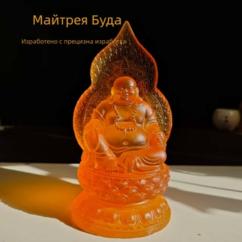 Статуя от смола на Майтрея Будда за домашен олтар, украса за бюро и кола – подарък за нов дом