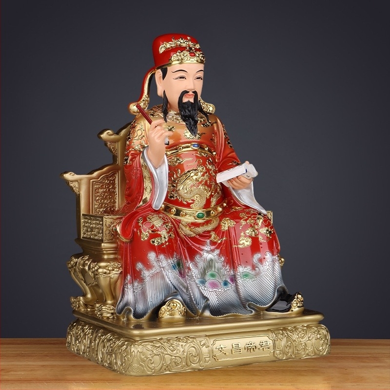 Статуи от смола на боговете Wenchang Dijun и Wenqu Xingjun, литературни божества, декоративни фигури с благословения за слава и ранг