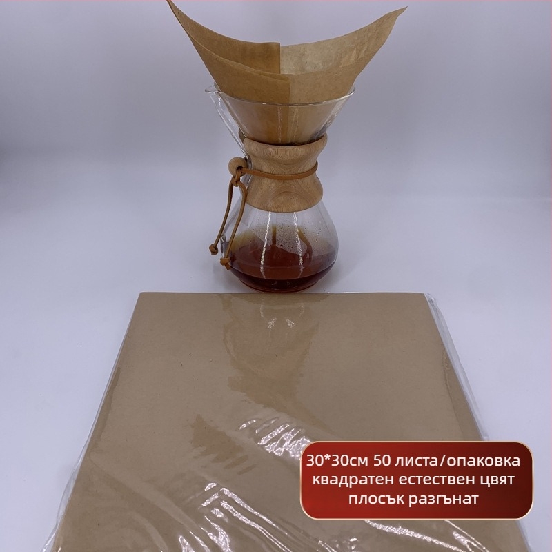 Chemex квадратен плосък филтър за кафе, предварително сгънат, за домашна употреба, полумесечна форма за съд за споделяне