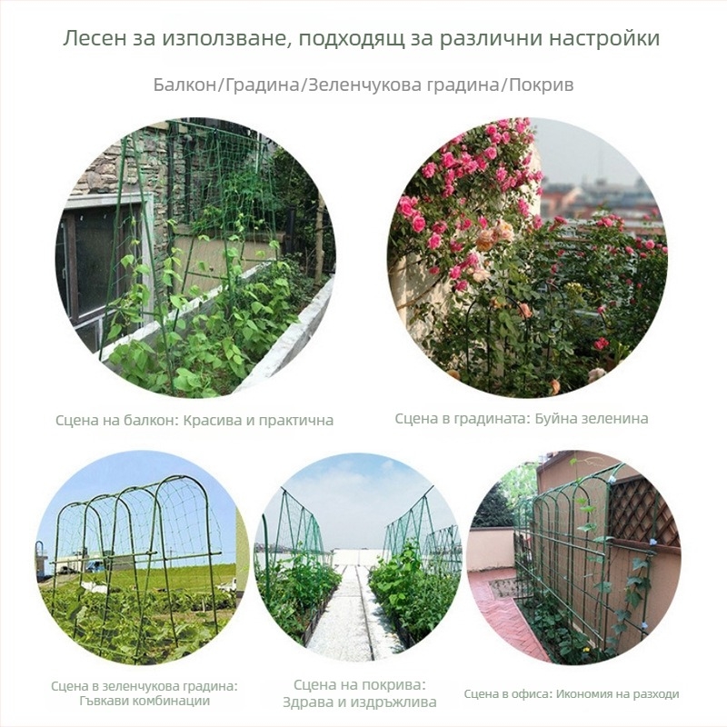 Стойка за катерещи растения за вътрешни условия със железна скоба и пластично покрита стоманена тръба