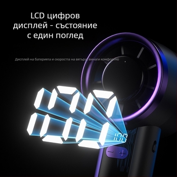 Нов преносим ръчен вентилатор с държач за телефон, цифров дисплей и USB зареждане, компактен за къмпинг и открито