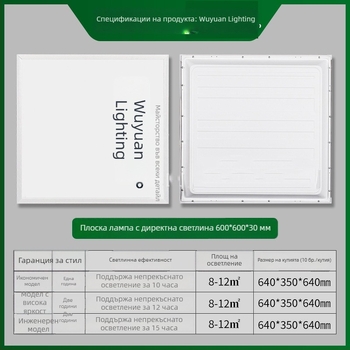 LED панелна светлина 600x600, интегриран таванен осветител