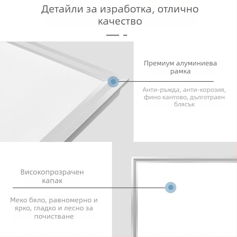 LED плосък панел 600x600, вграден таван за офис, алуминиев панелен светлинен модул