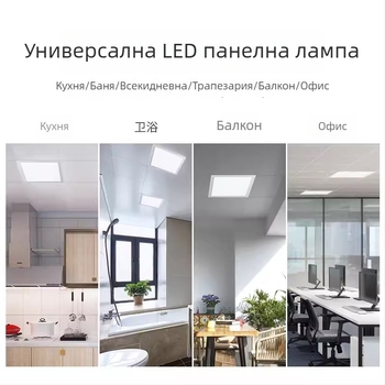 Three Pines LED панел за вграждане в таван, размери 2x2 ft/1x4 ft/2x4 ft, 5000 lm, 20-50 W, CRI 80, 110-120 V
