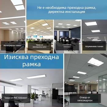 Персонализирана LED панел светлина 600×600, вградена таванна светлина за кухня и баня, алуминиев панел