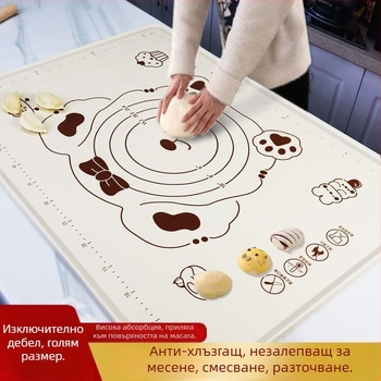 Силиконова подложка за месене, удебелена дъска за тесто, подложка за разточване с хранително качество, кухненски инструмент за печене, валяк за тесто