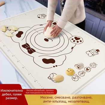 Силиконова подложка за месене, удебелена дъска за тесто, подложка за разточване с хранително качество, кухненски инструмент за печене, валяк за тесто
