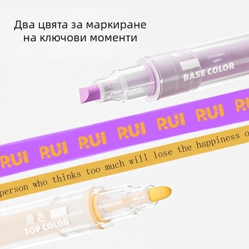 Бързосъхнещ двукраен флуоресцентен маркер за бележки и акварелни рисунки