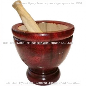 Дървен хоросан и пестик за домашна и професионална употреба, традиционен кухненски инструмент за смилане