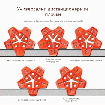 Нивелир за подови плочки със кръстови спейсъри и пластмасови клипчета за фуги