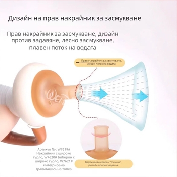 Widie Bear Аксесоари за биберон и сламка за бутилка, силикон с нано‑сребро, с широко гърло, универсални