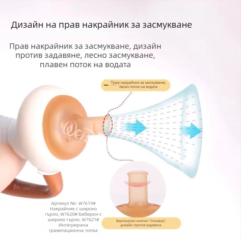 Widie Bear Аксесоари за биберон и сламка за бутилка, силикон с нано‑сребро, с широко гърло, универсални