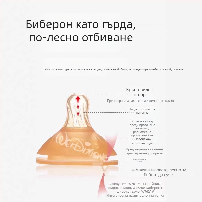 Widie Bear Аксесоари за биберон и сламка за бутилка, силикон с нано‑сребро, с широко гърло, универсални