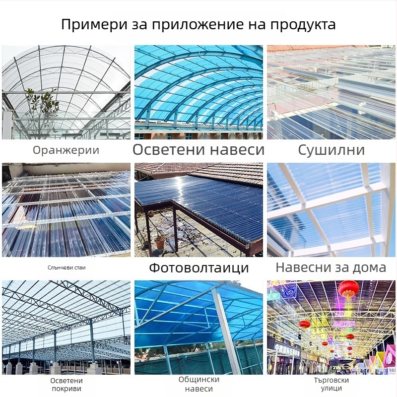 Напълно прозрачен поликарбонатен осветителен панел за покриви, навеси и балкони, усилен модел 840