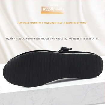 Тибетски стил танцови обувки с токчета, черни платнени обувки за женски квадратен танц, за Йанко и североизточен фолклор