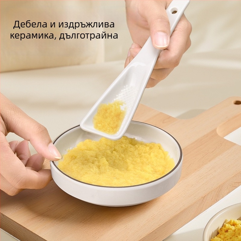 Керамична ръчна мелница за джинджифил и чесън, за паста, инструмент с лъжичка
