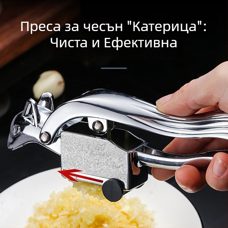 Преса за чесън от цинкова сплав, креативен кухненски инструмент, ръчна, форма на катерица