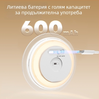 Нощна лампа за спалня със сензор, вградена батерия 600 mAh, защита на очите, за хранене на бебето