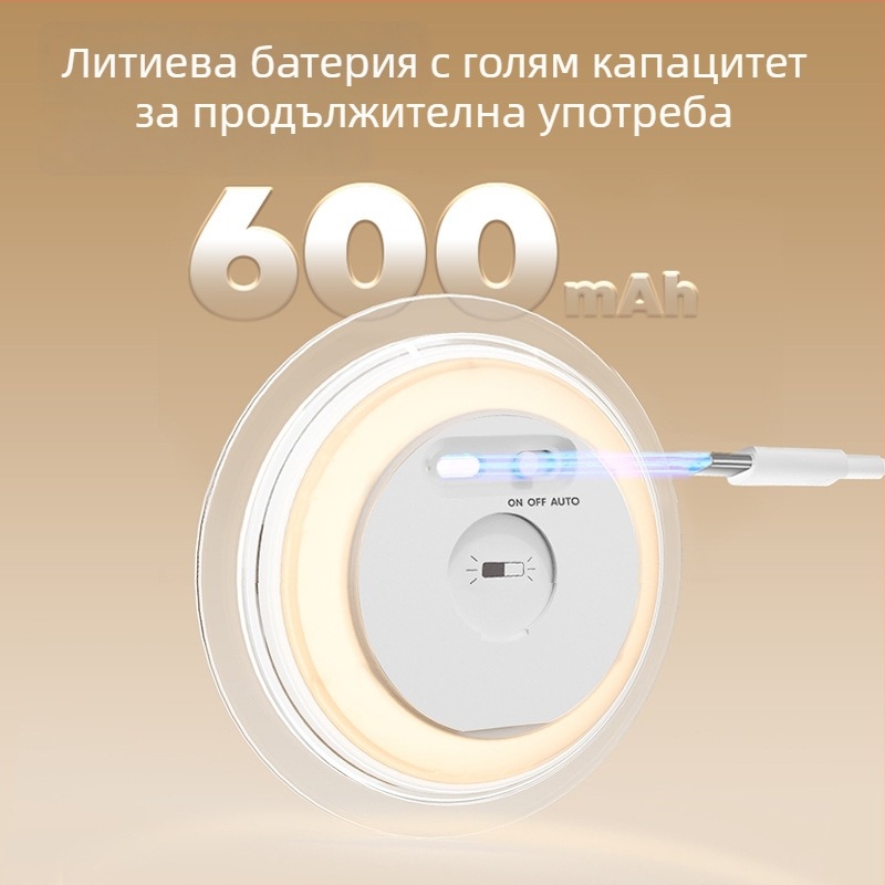 Нощна лампа за спалня със сензор, вградена батерия 600 mAh, защита на очите, за хранене на бебето
