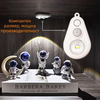 Сензорна LED лампа за витрина с фигури, презареждаема, USB зареждане, без кабели, компактна шкафна светлина 68×40×20 мм