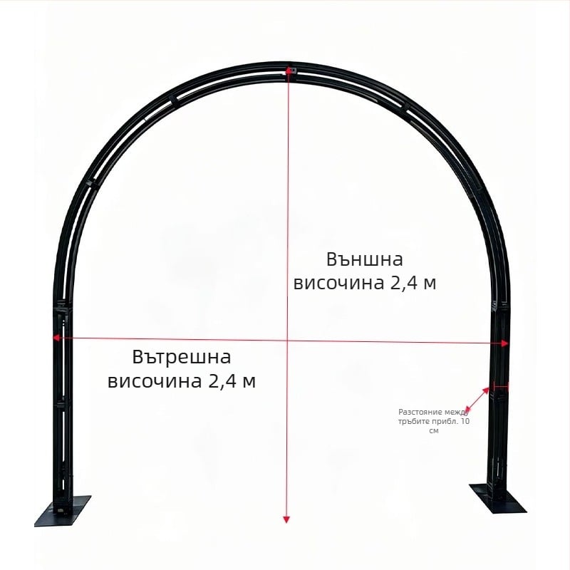 Нова сватбена арка с носеща тръбна конструкция и извита полукръгла железна рамка за външна украса на цветна арка