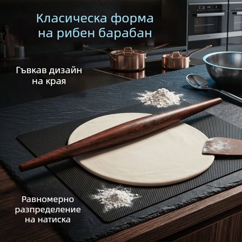 Розово дърво, рибено коремче тесто ролка, голям дървен точилка за тесто за пелмени, остър връх