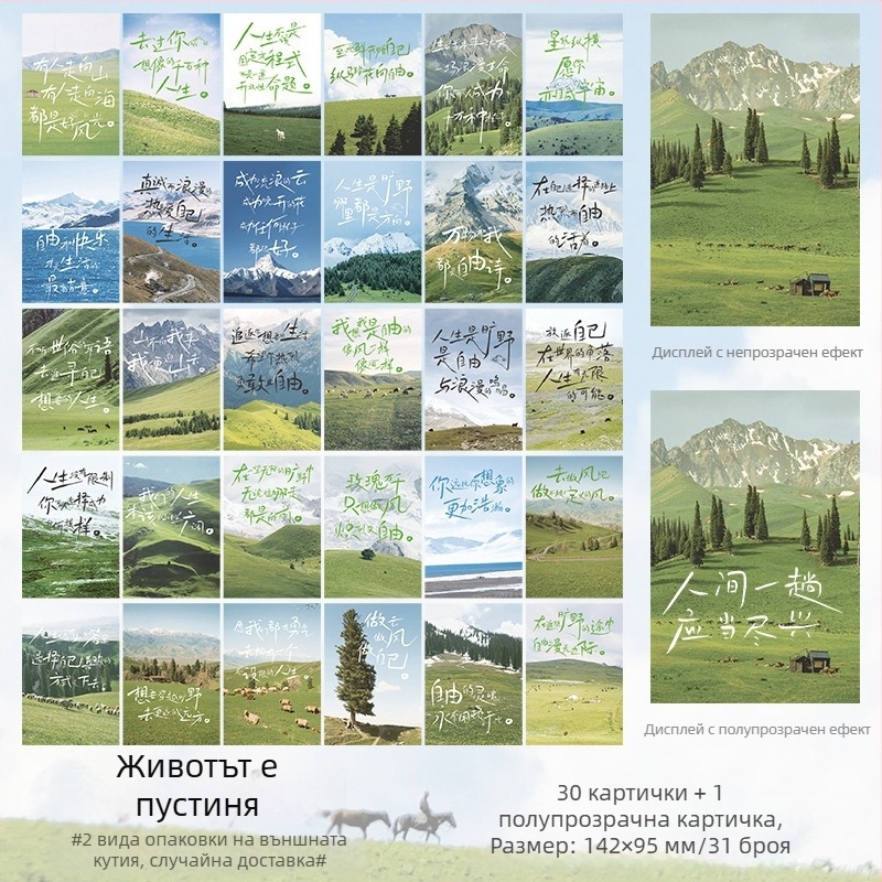 Qingheji Life: Кутия с пощенски картички, вдъхновяващи текстове за рождени послания