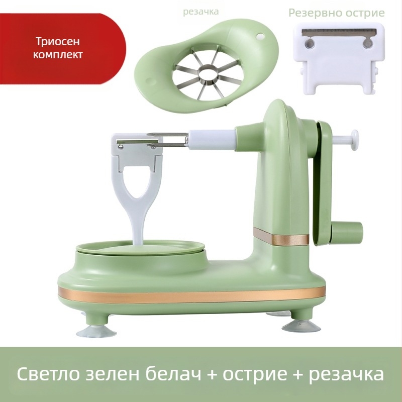 Ръчно въртящ се обелвач за ябълки и круши с резач за плодове