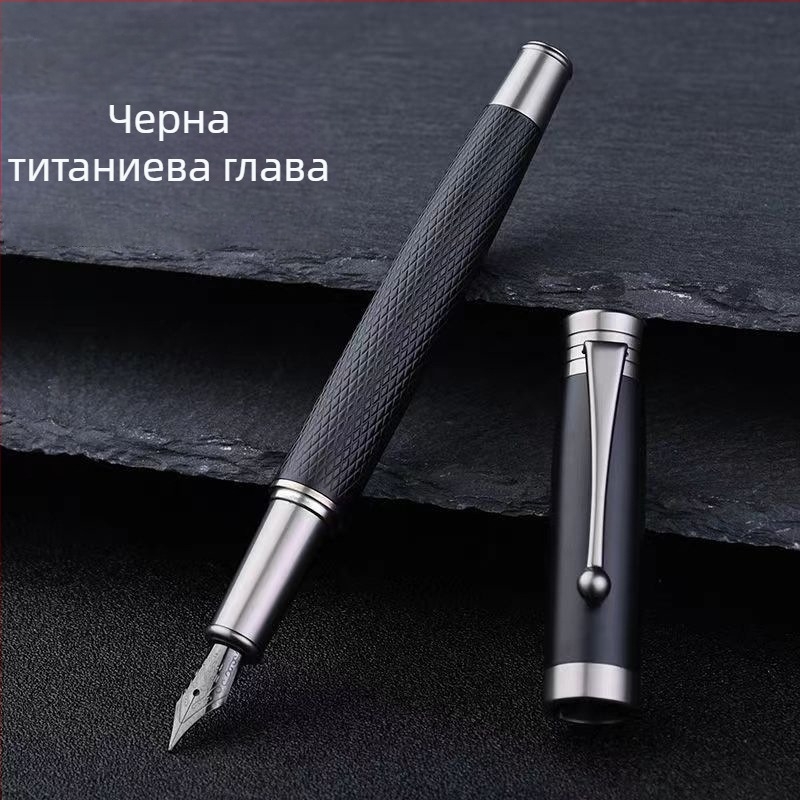 Метална фонтана писалка за бизнес писане, гладко писане, неръждаема стомана на перото, резервоар за мастило, въртяща се система за подаване на мастило, модел 175
