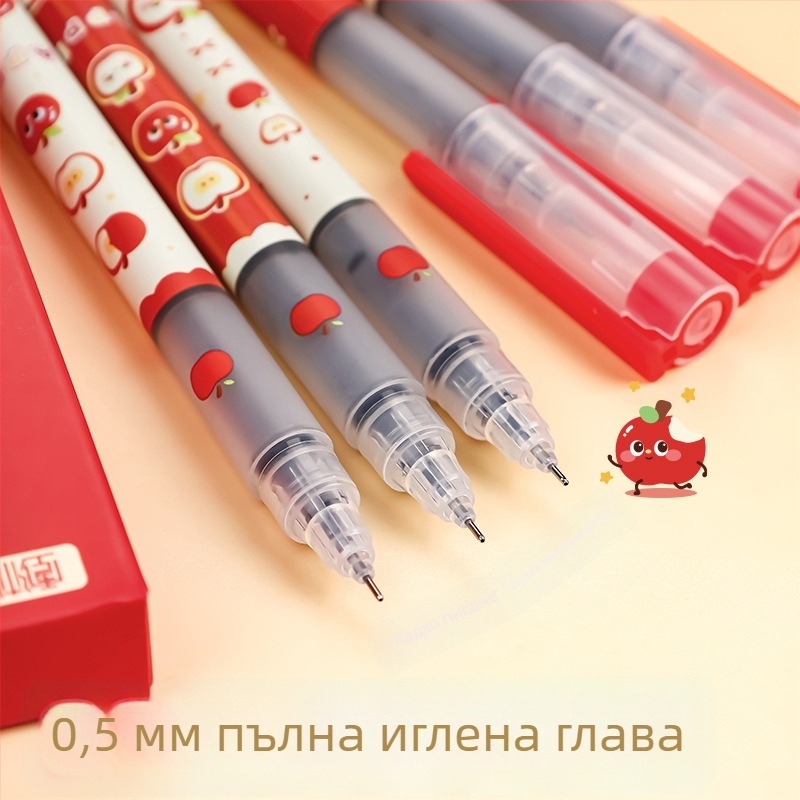 Гел писалка от серия Cartoon Apple, директно течно мастило, бързосъхнеща, 0,5 мм, черна