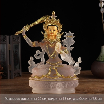 Статуя Манюджури Бодхисатва от Liuli стъкло за домашен олтар и украса за дневната