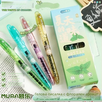Mule ST Гел химикалка с флорално ухание, ретрактилна, 0,5 мм, черно мастило