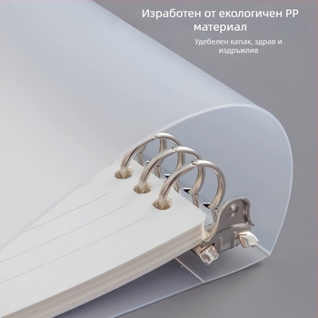 Тетрадка с метален клип, матов корпус от PP, формат A5, листове с мрежа и хоризонтални редове, сменяеми листове за спирално подвързване