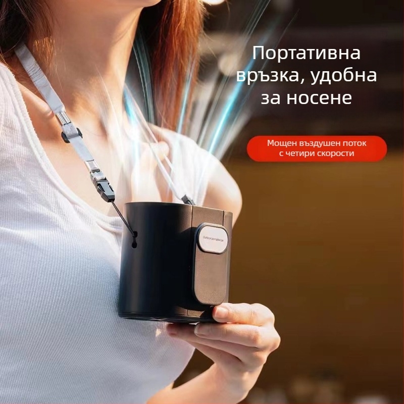 2024 Преносим мини вентилатор за талията, USB зареждане, за открити дейности и туризъм