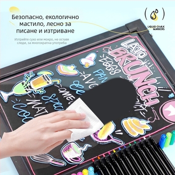 Изтриваем маркер с течен тебешир, без прах, водноразтворим, 12 цвята, кръгъл връх, за бяла дъска и черна дъска, съвместим с LED светлинна платка